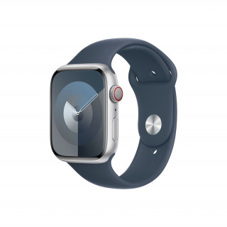 Apple Watch Series 9 GPS + Cellular – 45 mm-es ezüst alumíniumtok, viharkék sportszíj - S/M Mobil