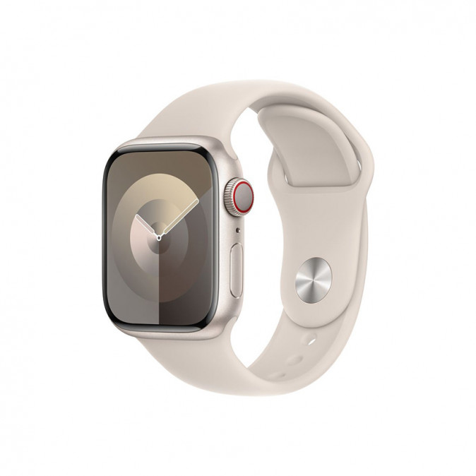 Apple Watch Series 9 GPS + Cellular – 41 mm-es csillagfény alumíniumtok, csillagfény sportszíj - S/M Mobil