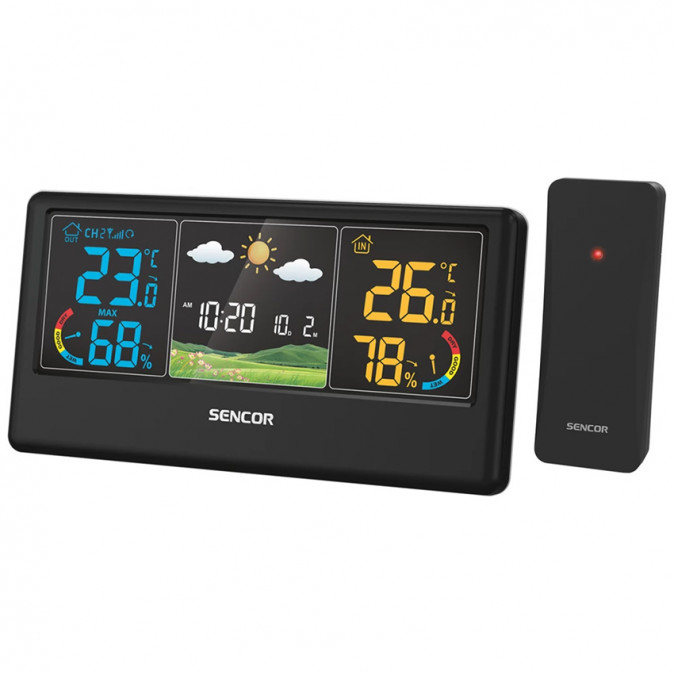 SENCOR SWS 4100 B Időjárás állomás, színes kijelző, fekete Otthon