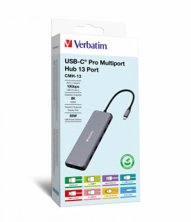 Verbatim USB-C Pro Multiport Hub CMH-13 - Ezüst (32153) PC