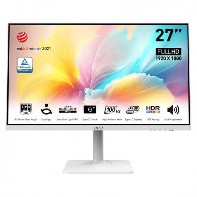 MSI Monitor Business Modern MD2712PW 27" FHD, 1920x1080, IPS, 100Hz, 1000:1 CR, 300cd/m2, 1ms, HDMI,  USB-C, White PC