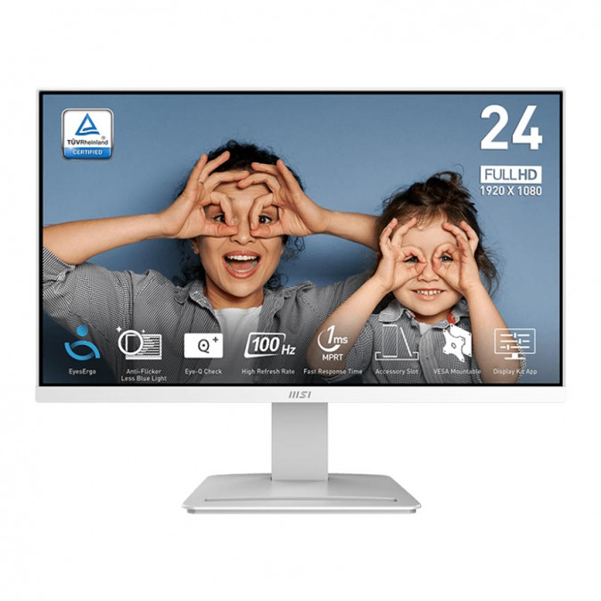 MSI Monitor Business PRO MP2412W 23,8" FHD, 1920x1080, IPS, 100Hz, 4000:1 CR, 300cd/m2, 1ms, HDMI,  DP, White PC