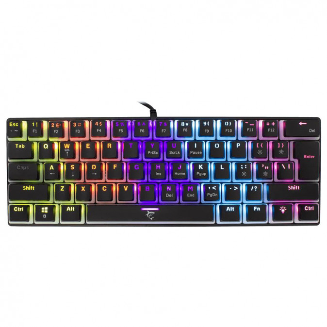 WHITE SHARK GK-2202B/R-US ASHIKO angol 60%-os fekete mechanikus (piros switch) gamer billentyűzet PC