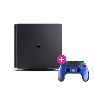 PlayStation 4 (PS4) Slim 500GB (használt) + Freaks and Geeks - Wireless Controller - Metal Blue (140107D) PS4