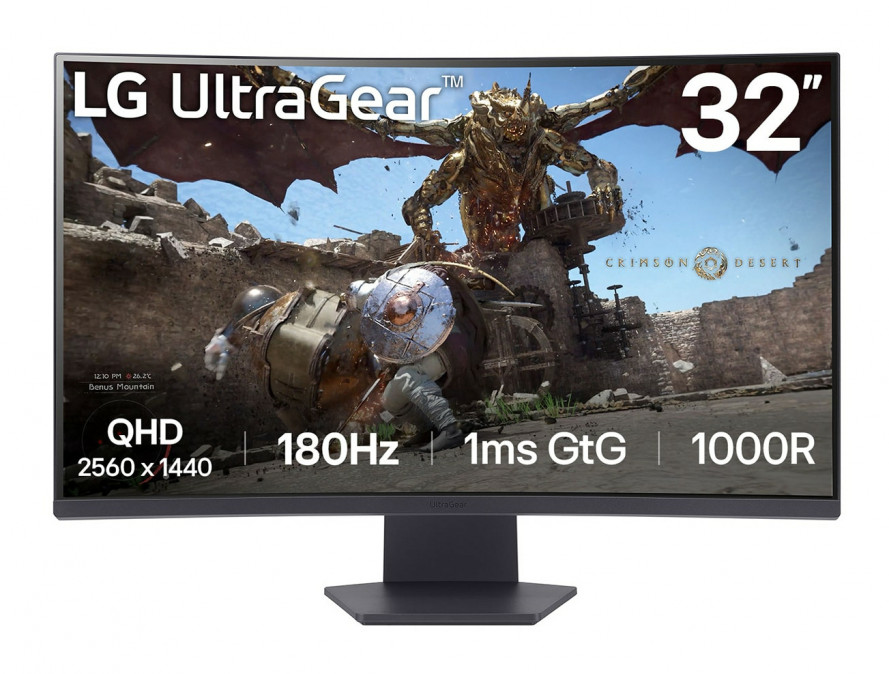 LG Ívelt monitor 31,5" 32GS60QC, 2560x1440, 16:9, 300cd/m2, 1ms, 2xHDMI/DisplayPort, 180Hz, HDR10 PC