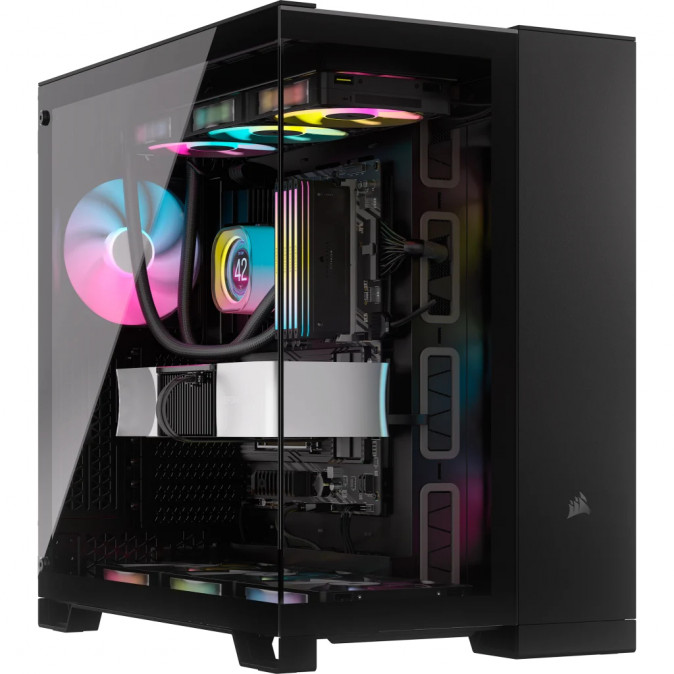 CORSAIR Ház iCUE LINK 6500X RGB, 3x iCUE LINK RX120 RGB Ventilátor, Tápegység nélkül, Edzett Üveg, fekete PC