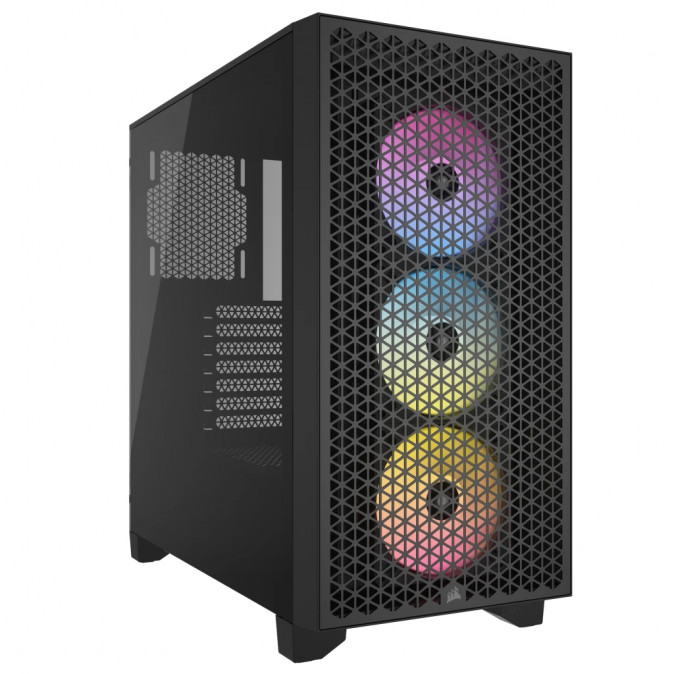 CORSAIR Ház 3000D RGB AIRFLOW, 3xAR120 RGB Ventilátorral, Tápegység nélkül, Edzett Üveg, fekete PC