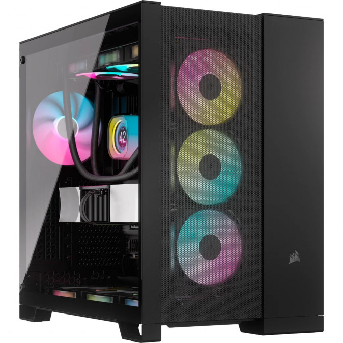 CORSAIR Ház 6500D AIRFLOW Dual Chamber, Tápegység nélkül, Edzett Üveg, fekete PC