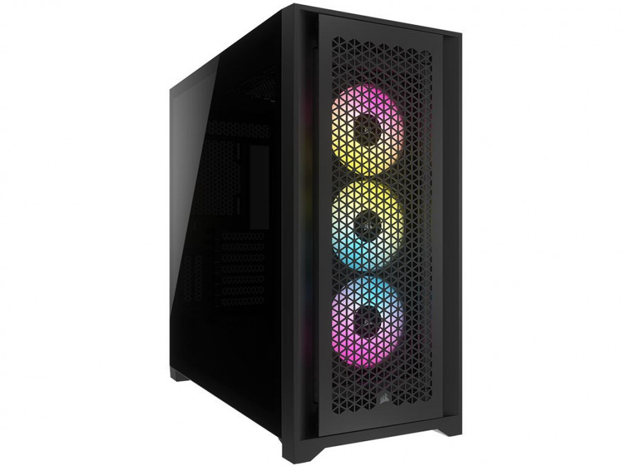 CORSAIR Ház iCUE 5000D RGB AIRFLOW, 3xAF120 RGB Ventillátorral + iCUE Kontroller, Tápegység nélkül, Edzett Üveg, fekete PC