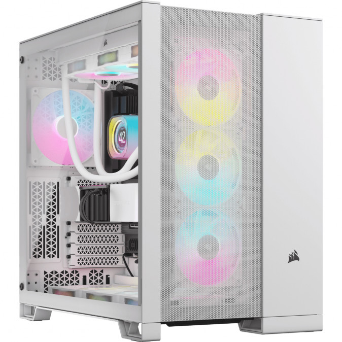 CORSAIR Ház 6500D AIRFLOW Dual Chamber, Tápegység nélkül, Edzett Üveg, fehér PC