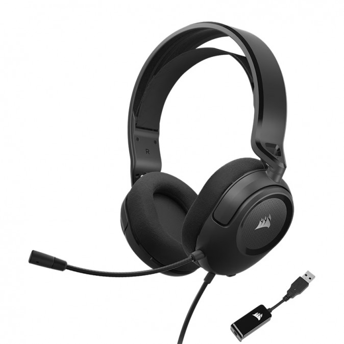 CORSAIR Vezetékes Headset, HS35 SURROUND v2 Gaming, Multiplatform, fekete PC