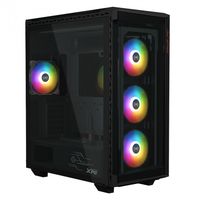 ADATA XPG Ház E-ATX Battlecruiser II, 4x120mm RGB ventilátor, Tápegység nélkül, üvegfalú, fekete PC