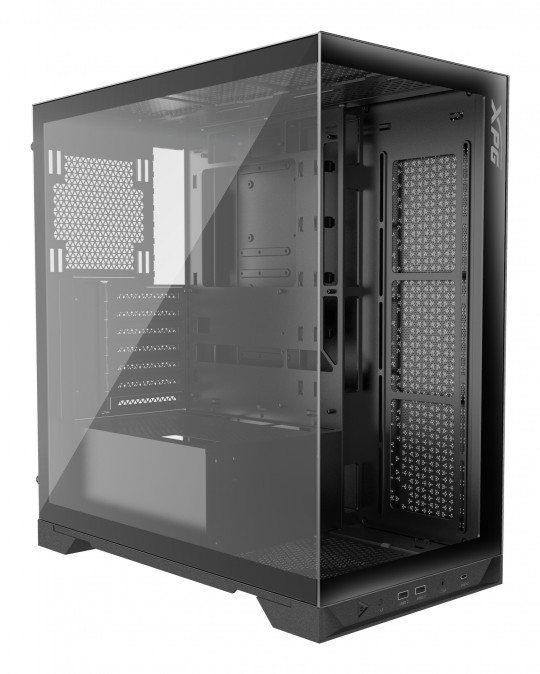 ADATA XPG Ház Midi ATX Invader X, 5x120mm RGB ventilátor, Tápegység nélkül, üvegfalú, fekete PC