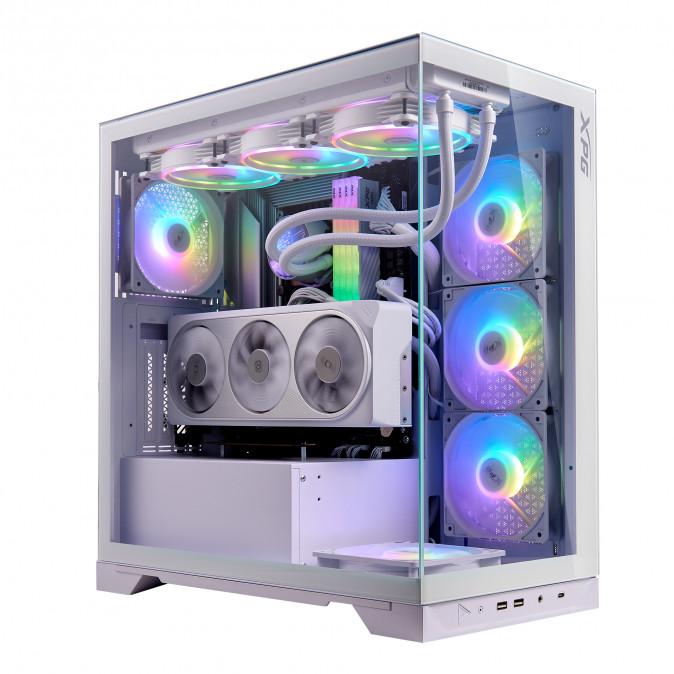 ADATA XPG Ház Midi ATX Invader X, 5x120mm RGB ventilátor, Tápegység nélkül, üvegfalú, fehér PC