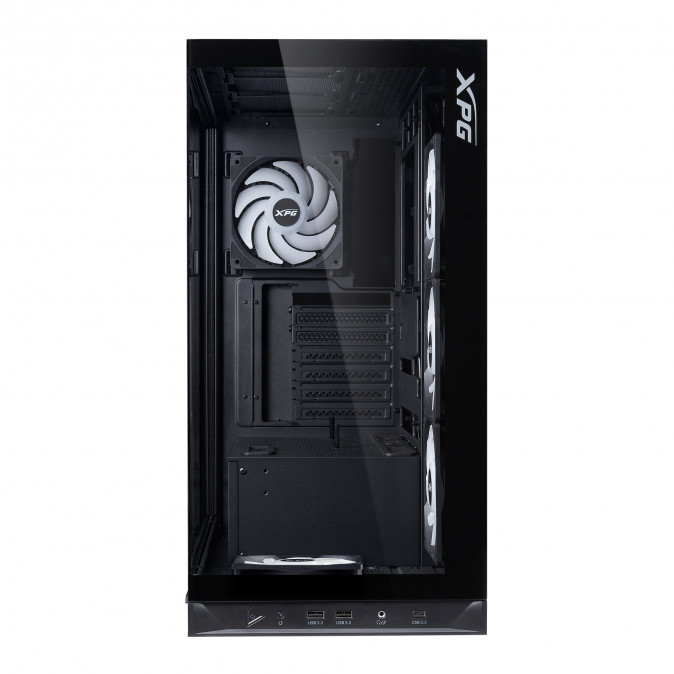 ADATA XPG Ház Midi ATX Invader X BTF, 5x120mm RGB ventilátor, Tápegység nélkül, üvegfalú, fekete PC