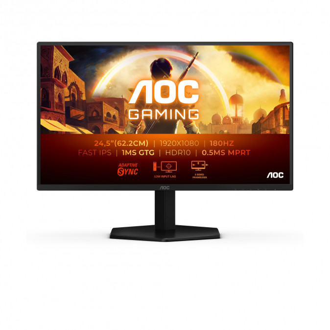 AOC Gaming 180Hz IPS monitor 24,5" 25G42E, 1920x1080, 16:9, 300cd/m2, 1ms, HDMI/DisplayPort PC