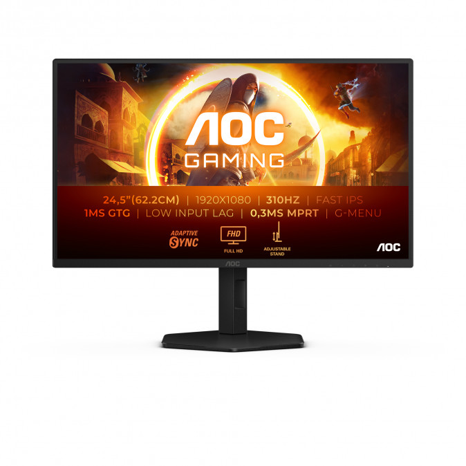 AOC Gaming 310Hz IPS monitor 24,5" 25G4SXU, 1920x1080, 16:9, 400cd/m2, 0,3ms, HDMIx2/DisplayPort/USBx4 PC