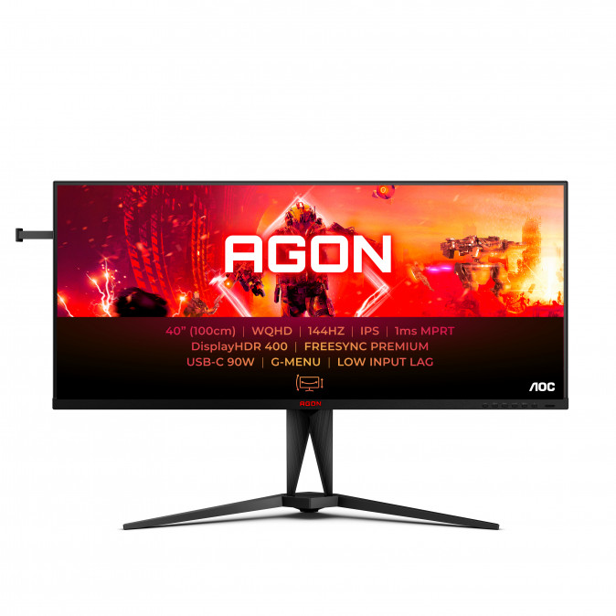 AOC Gaming 144Hz IPS monitor 40" AG405UXC, 3440x1440, 21:9, 350cd/m2, 1ms, 2xHDMI/DisplayPort/4xUSB/USB-C, hangszóró PC