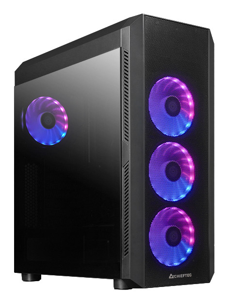 CHIEFTEC Ház Gaming Scorpion 4, ATX, 4x120mm RGB ventilátor, RGB vezérlő, Tápegység nélkül, Edzett Üveg, Fekete PC