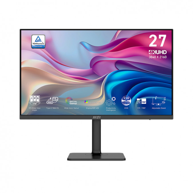 MSI Monitor Business Modern MD272UPHG 27" UHD, 3840x2160, 60Hz, IPS, 4ms, HDMI, DP, USB-C, Docking PC