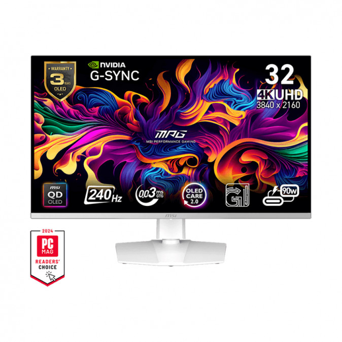 MSI Monitor GAMING MPG 321URXW QD-OLED 31,5" UHD 3840x2160, 240Hz, 150000:1 CR, 250cd/m2, 0,03ms, 2x HDMI, DP, USB-C PC