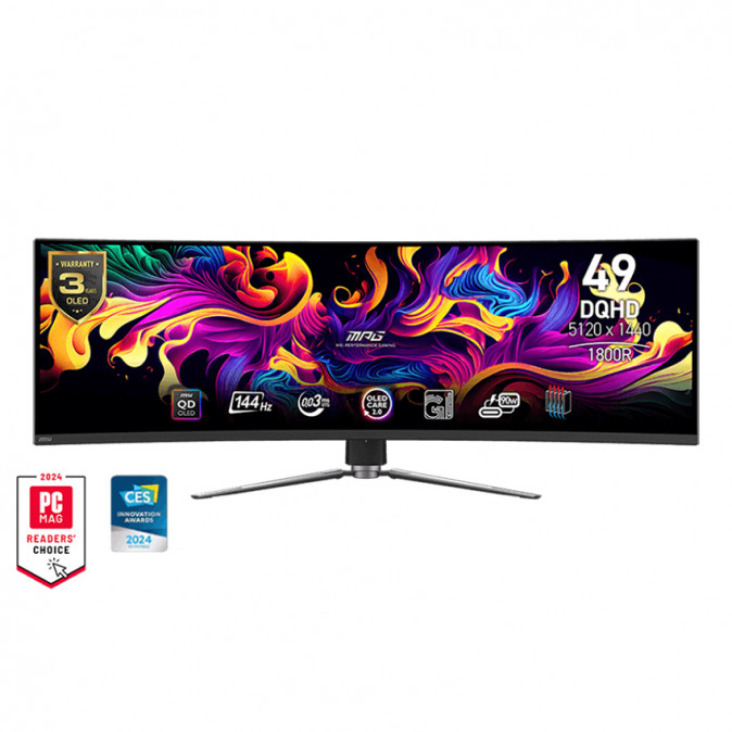 MSI Monitor GAMING MPG 491CQP QD-OLED Ívelt 49" 5120x1440, 32:9, 1800R, 0,03ms, 2x HDMI, DP, Black PC
