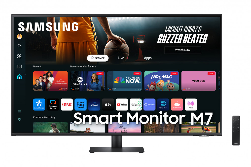 SAMSUNG Smart VA 43" monitor M7, 3840x2160, 16:9, 300cd/m2, 4ms, 2xHDMI/3xUSB/USB-C/WiFi/Bluetooth, hangszóró PC