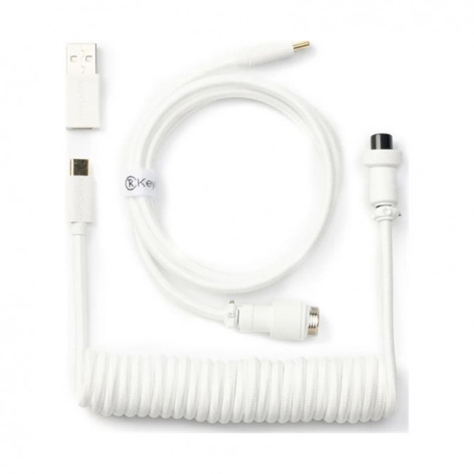 Keychron Coiled Aviator USB-C -> USB-C M/M adatkábel 1.36m fehér PC