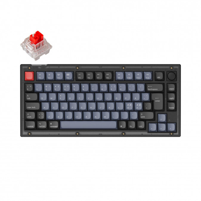 Keychron V1 RGB Frosted Black Knob USB angol gaming Hot-swap K Pro Red mechanikus billentyűzet fekete PC