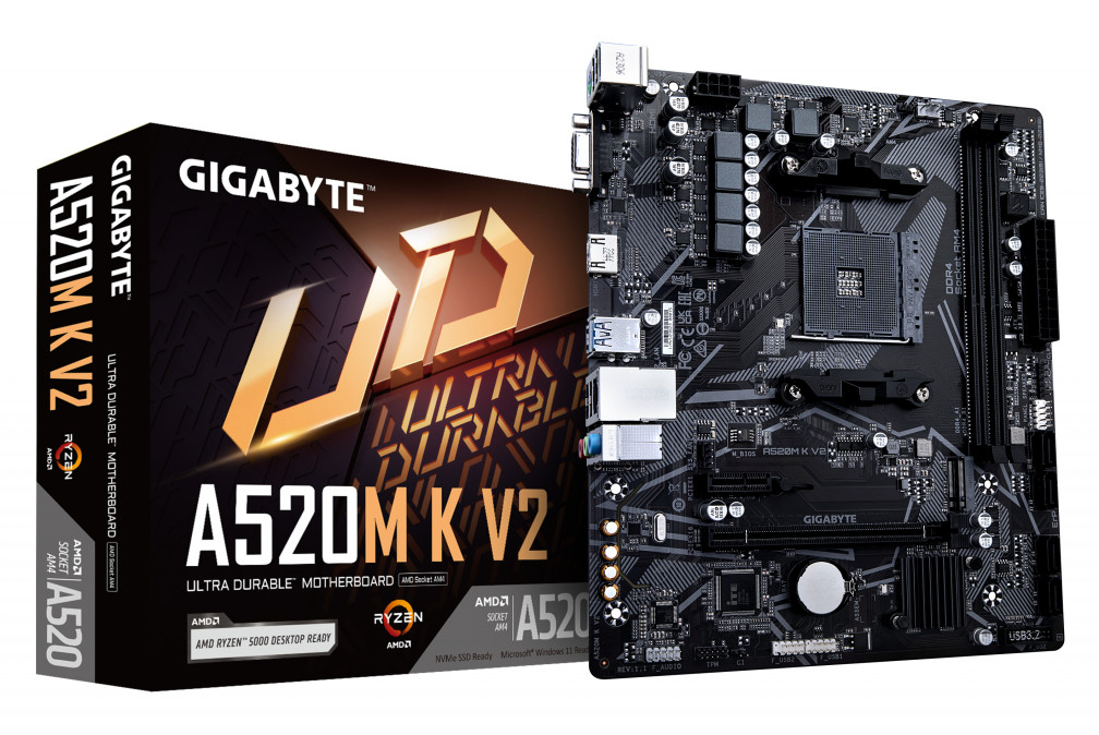 GIGABYTE Alaplap AM4 A520M K V2 AMD A520, mATX PC