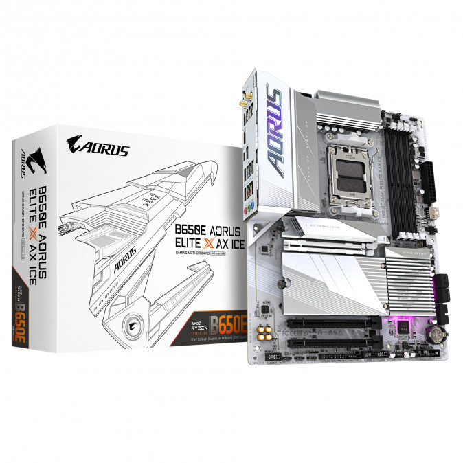 GIGABYTE Alaplap AM5 B650E AORUS ELITE X AX ICE AMD B650, ATX PC