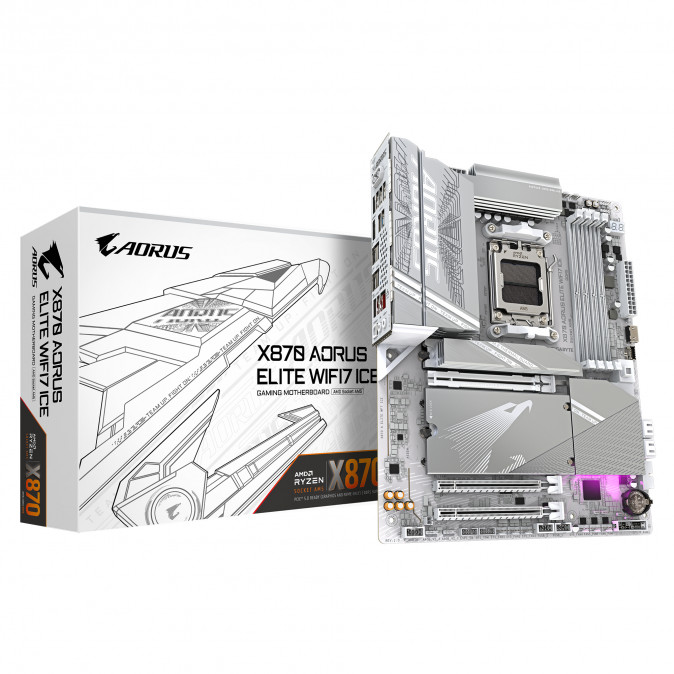 GIGABYTE Alaplap AM5 X870 AORUS ELITE WIFI7 ICE AMD X870, ATX PC
