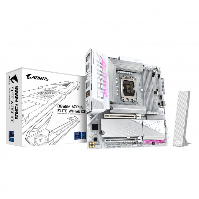 GIGABYTE Alaplap S1851 B860M AORUS ELITE WIFI6E ICE INTEL B860, mATX PC