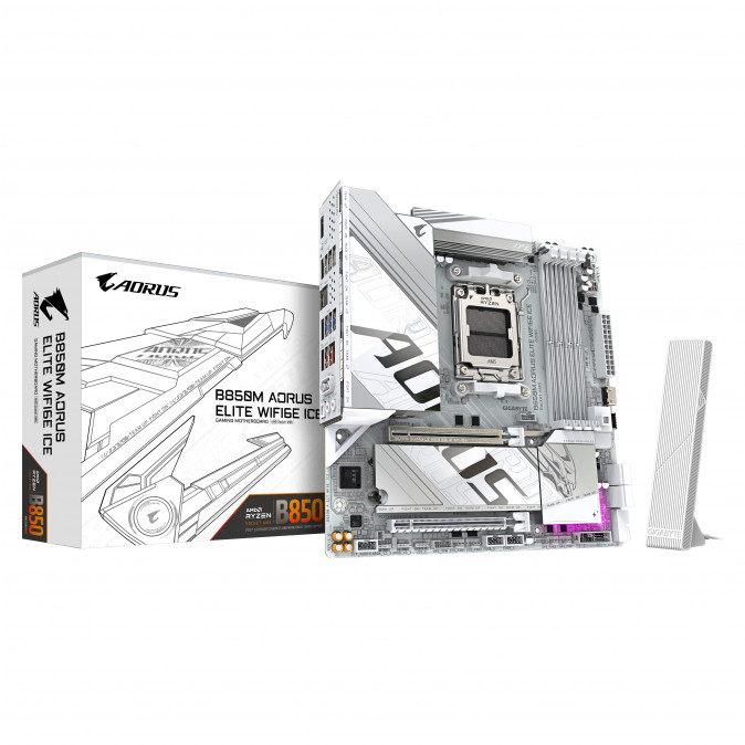GIGABYTE Alaplap AM5 B850M AORUS ELITE WIFI6E ICE AMD B850, ATX PC