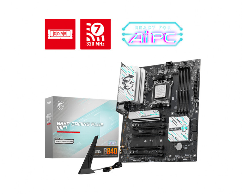 MSI Alaplap AM5 B840 GAMING PLUS WIFI AMD B840, ATX PC