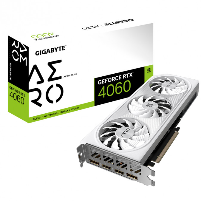 GIGABYTE Videokártya PCI-Ex16x nVIDIA RTX 4060 8GB DDR6 OC (GV-N4060AERO OC-8GD) PC