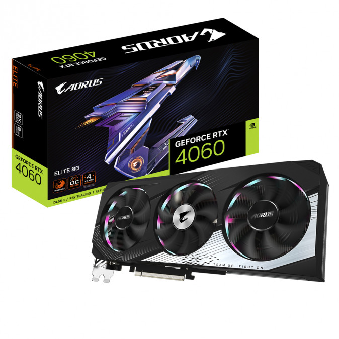 GIGABYTE Videokártya PCI-Ex16x nVIDIA RTX 4060 8GB DDR6 OC (GV-N4060AORUS E-8GD) PC