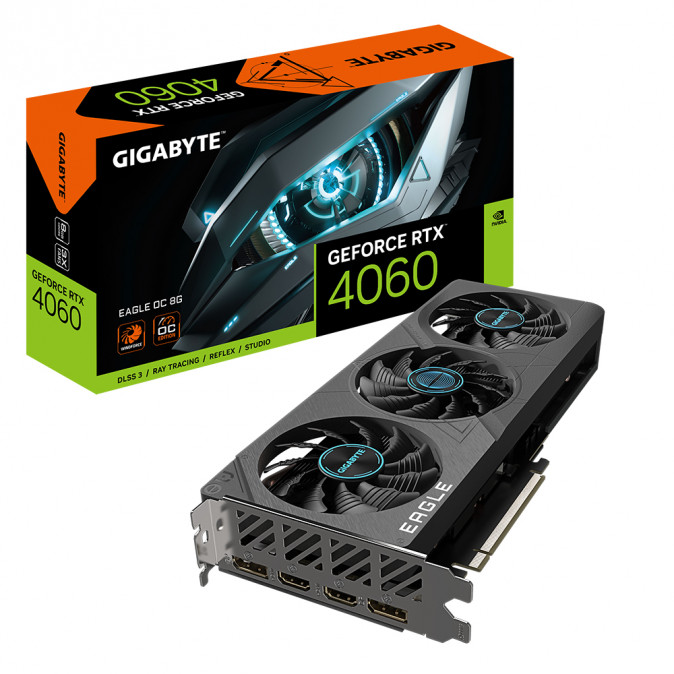 GIGABYTE Videokártya PCI-Ex16x nVIDIA RTX 4060 8GB DDR6 OC (GV-N4060EAGLE OC-8GD) PC