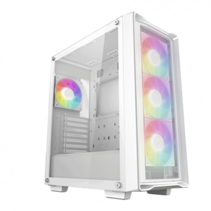 DeepCool Számítógépház - CC560 MESH WH V2 (ablakos, 4x12cm A-RGB ventilátor, ATX, 2xUSB3.0, fehér) PC