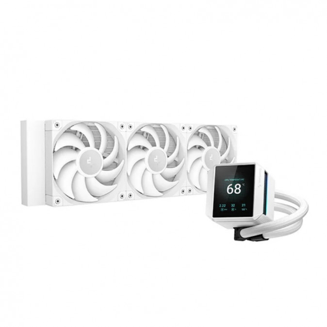 DeepCool CPU Water Cooler - MYSTIQUE 360 WH (max 21dB; max. 123,09 m3/h; 3x12cm, LED kijelző, fehér) PC