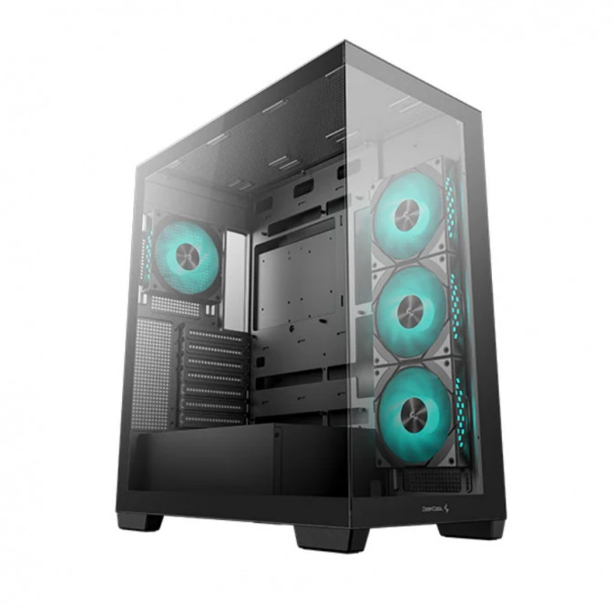 DeepCool Számítógépház - CG580 4F (fekete, ablakos, 4x12cm A-RGB, BTF, ATX, 2xUSB3.0, 1xUSB2.0) PC