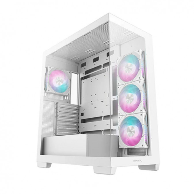 DeepCool Számítógépház - CG580 4F WH (fehér, ablakos, 4x12cm A-RGB, BTF, ATX, 2xUSB3.0, 1xUSB2.0) PC