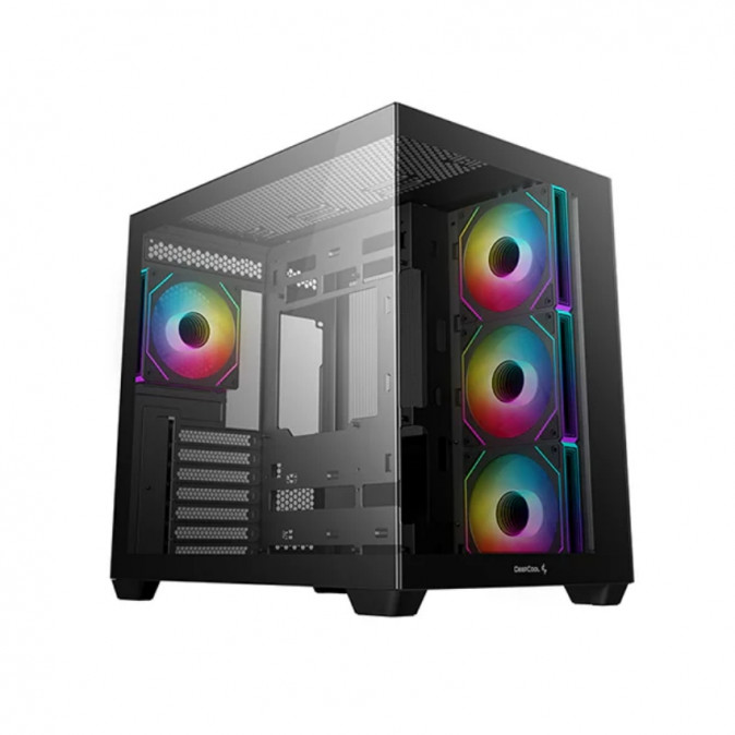 DeepCool Számítógépház - CG530 4F (fekete, ablakos, 4x12cm A-RGB, BTF, ATX, 2xUSB3.0, 1xUSB2.0) PC