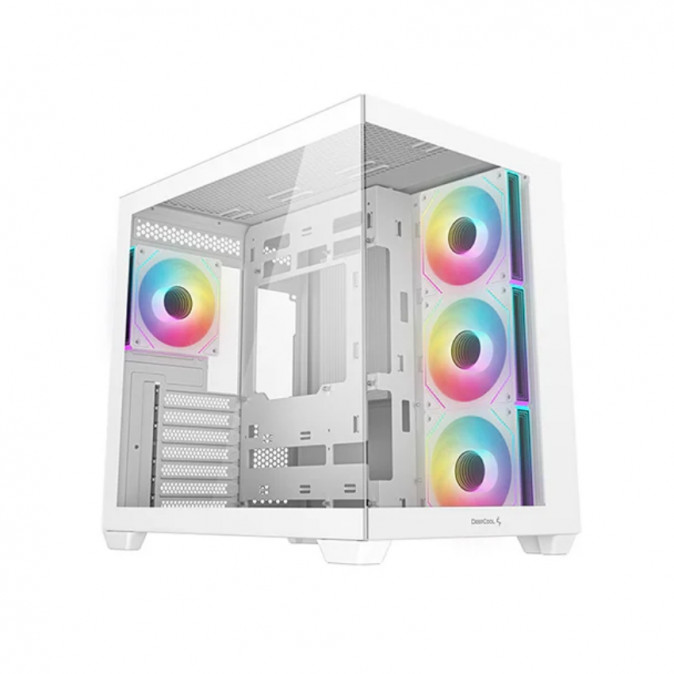 DeepCool Számítógépház - CG530 4F WH (fehér, ablakos, 4x12cm A-RGB, BTF, ATX, 2xUSB3.0, 1xUSB2.0) PC