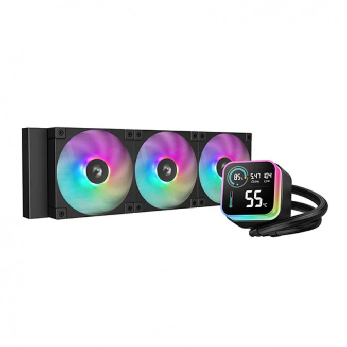 DeepCool CPU Water Cooler - LQ360 (max 21dB; max. 122,39 m3/h; 3x12cm, LED kijelző, fekete) PC