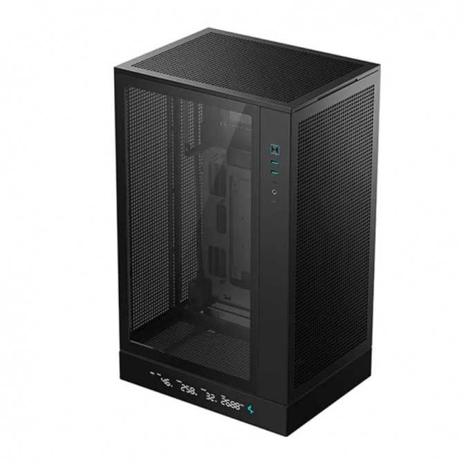 DeepCool Számítógépház - CH270 DIGITAL (fekete, Mini-ITX/Micro-ATX (BTF), 2xUSB3.0, Type-C, fekete) PC