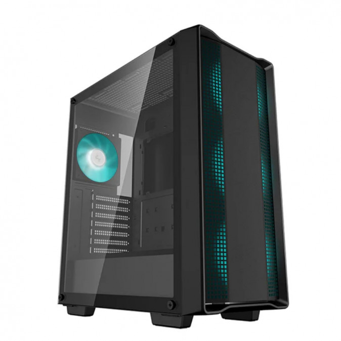 DeepCool Számítógépház - CC560 V2 (fekete, ablakos, 4x12cm LED venti, Mini-ITX / Micro-ATX / ATX, 1xUSB3.0, 1xUSB2.0) PC