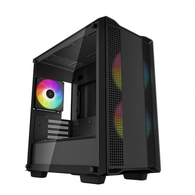 DeepCool Számítógépház - CC360 ARGB (fekete, ablakos, 3x12cm ventilátor, Mini-ITX / Micro-ATX, 1xUSB3.0, 1xUSB2.0) PC