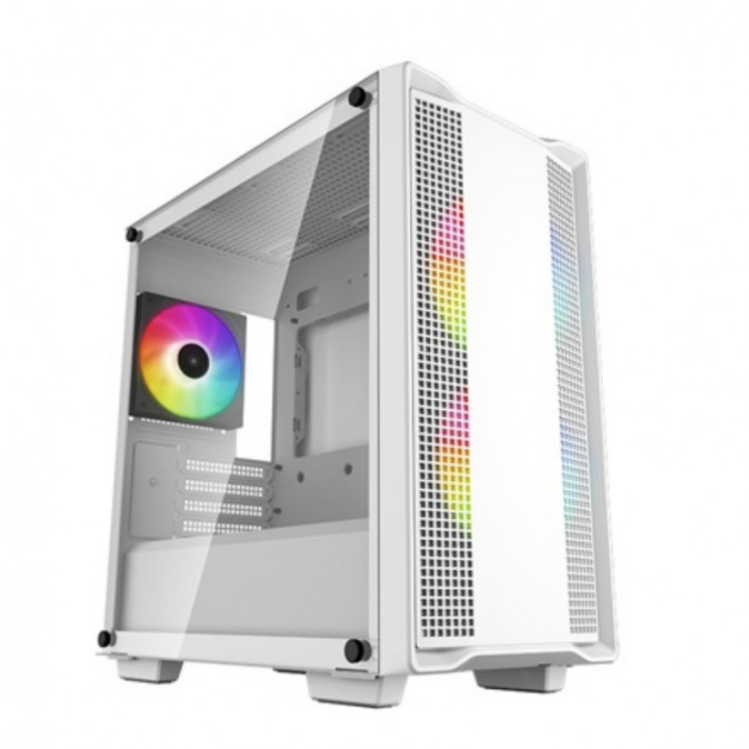 DeepCool Számítógépház - CC360 ARGB WH (fehér, ablakos, 3x12cm ventilátor, Mini-ITX / Micro-ATX, 1xUSB3.0, 1xUSB2.0) PC