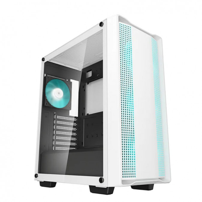 DeepCool Számítógépház - CC560 WHITE V2 (fehér, ablakos, 4x12cm LED venti, ATX, 1xUSB3.0, 1xUSB2.0, fehér) PC